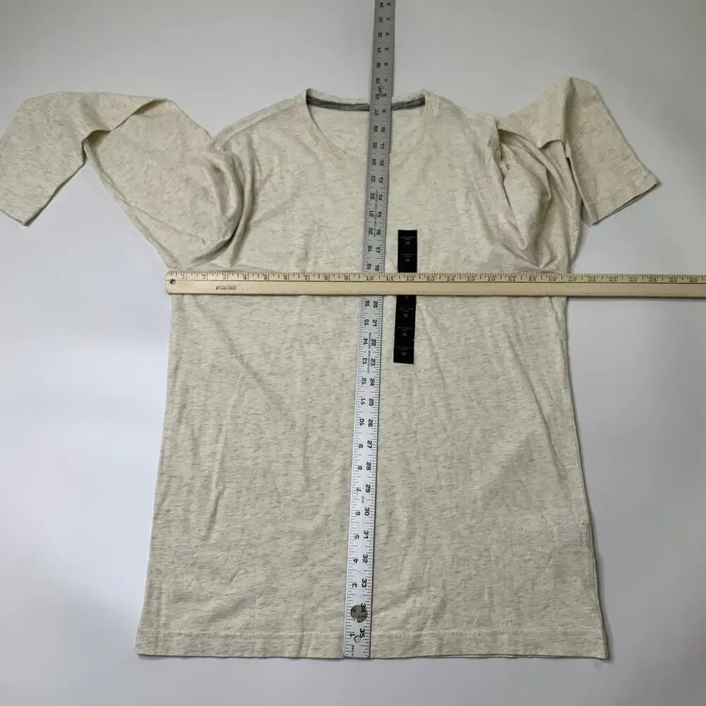 Banana Republic Shirt Mens M Medium Ivory Soft Wash Cotton Long Sleeve Crew Neck